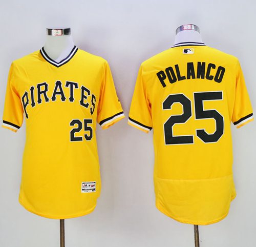 Pirates #25 Gregory Polanco Gold Flexbase Authentic Collection Cooperstown Stitched MLB Jersey